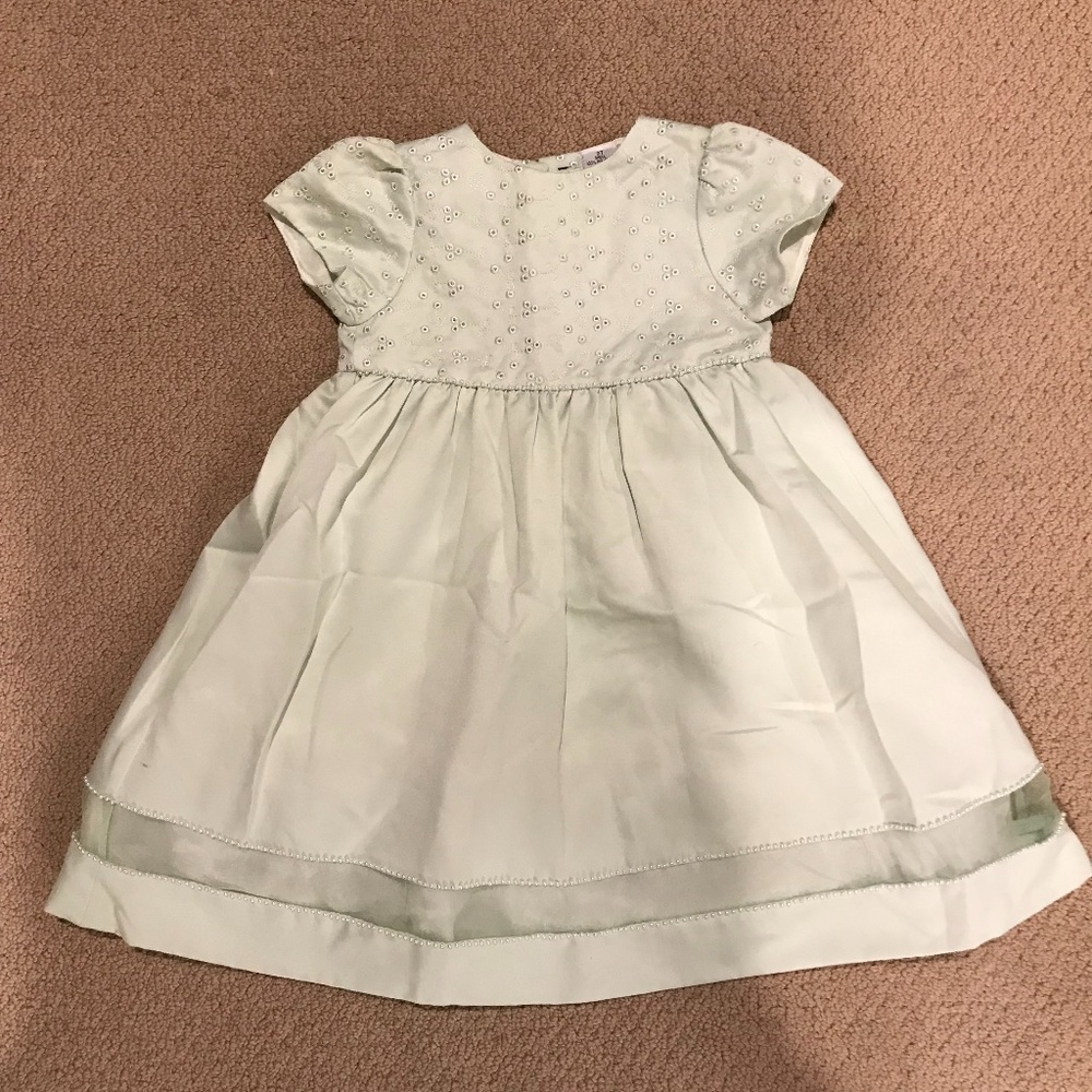 Mint Green Little Girls Dress w Eyelet